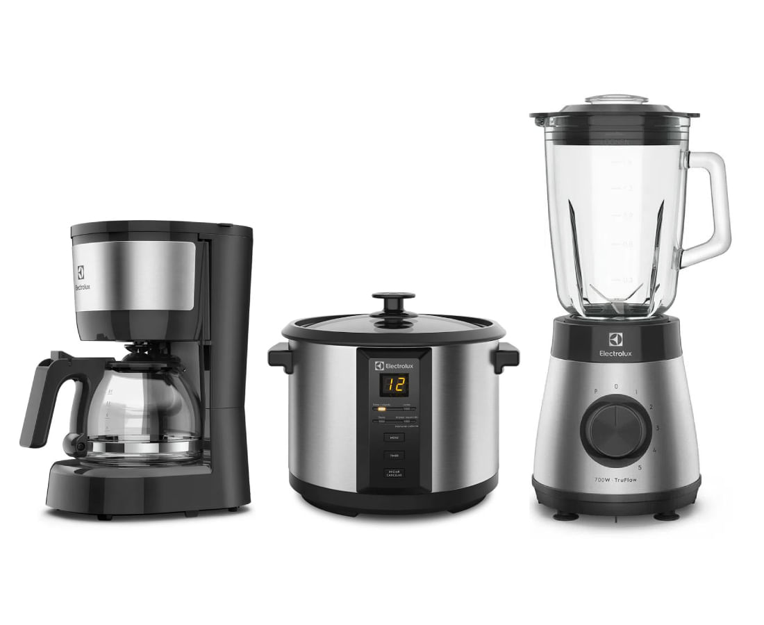 Combo Electrolux Cafetera 15 tazas ECM10 + Olla multiuso ECC20 + Licuadora 5 velocidades EBS30