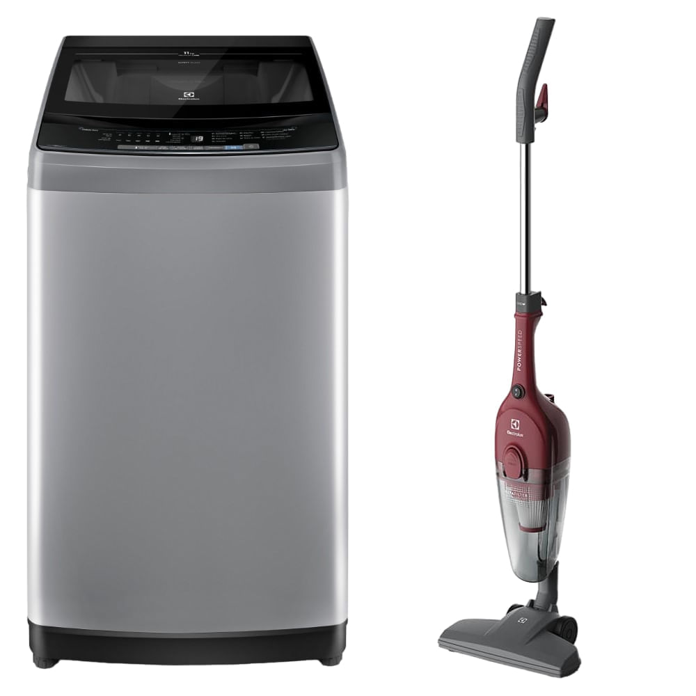 Combo: Lavadora Carga Superior 11kg Gris (EWIW11F2USVG) + Aspiradora vertical con cable (STK13) Electrolux