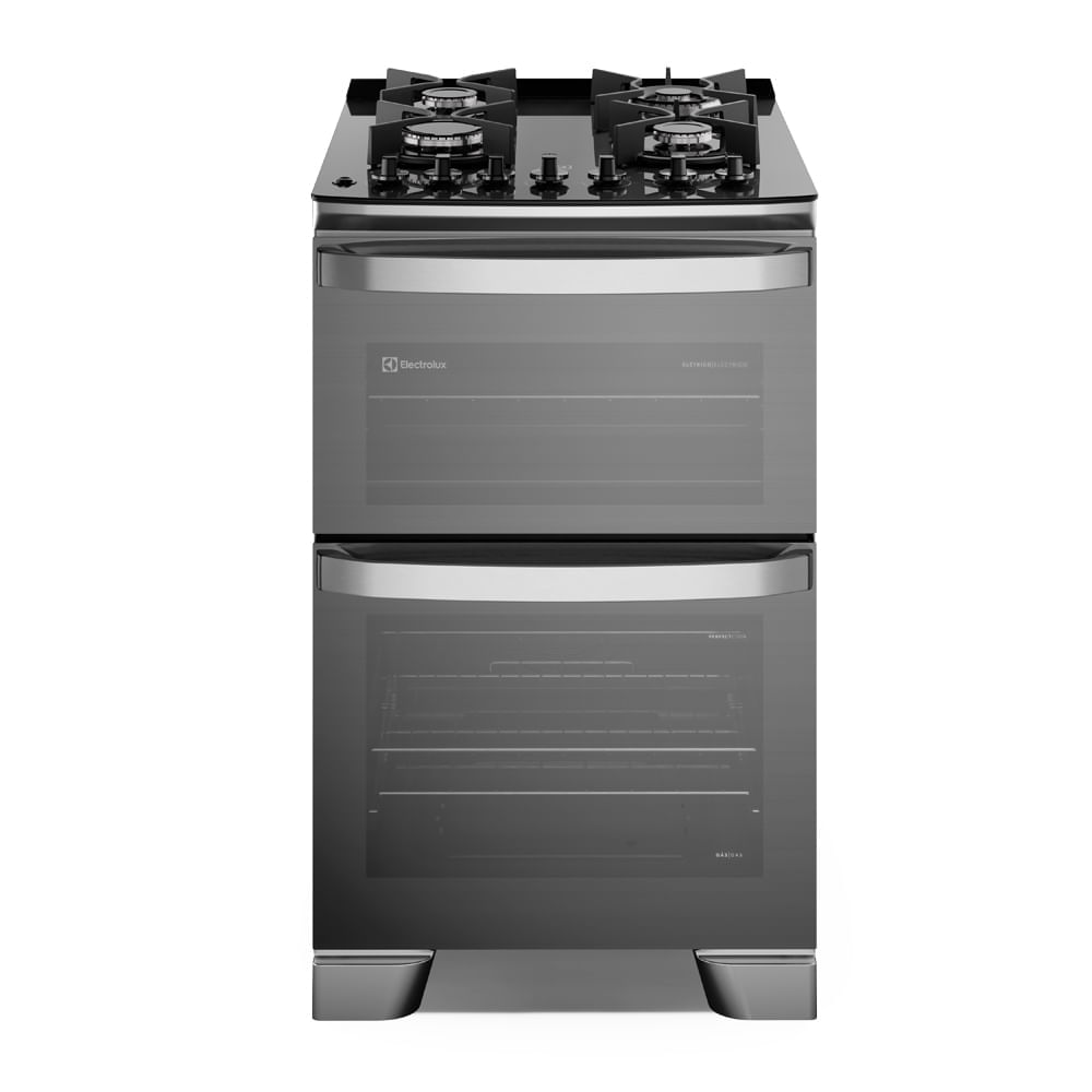 Cocina Electrolux Experience 4 Quemadores Doble Horno, PerfectCook y Parrillas Hierro Fundido Gris (F4EDG)